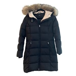 Black Label RALPH LAUREN BLACK DOWN JACKET PUFFER COAT HOODED sz S